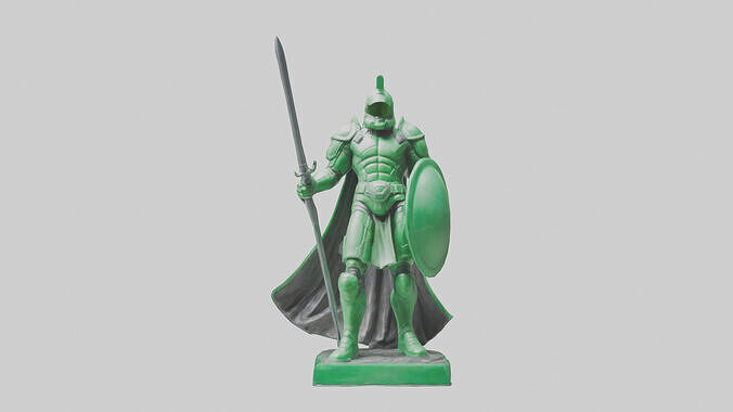 Green Defender Statue model Low-poly 3D model