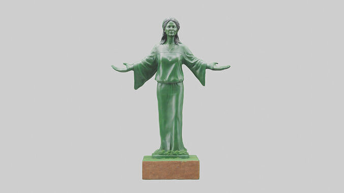 Green Earth Advocate Statue model Low-poly 3D model