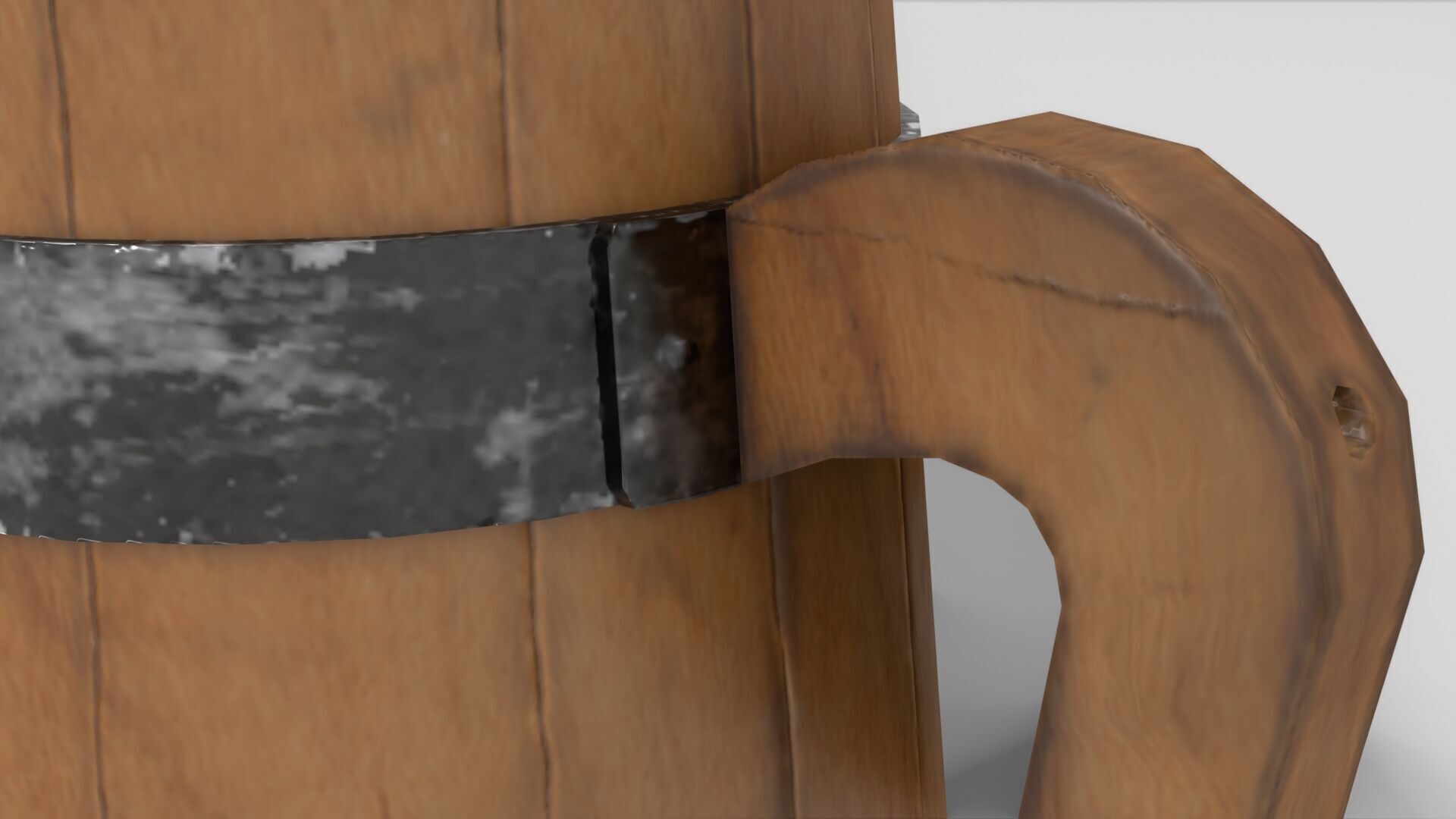 Rustic Old Wooden Pitcher Low-poly 3D model_10