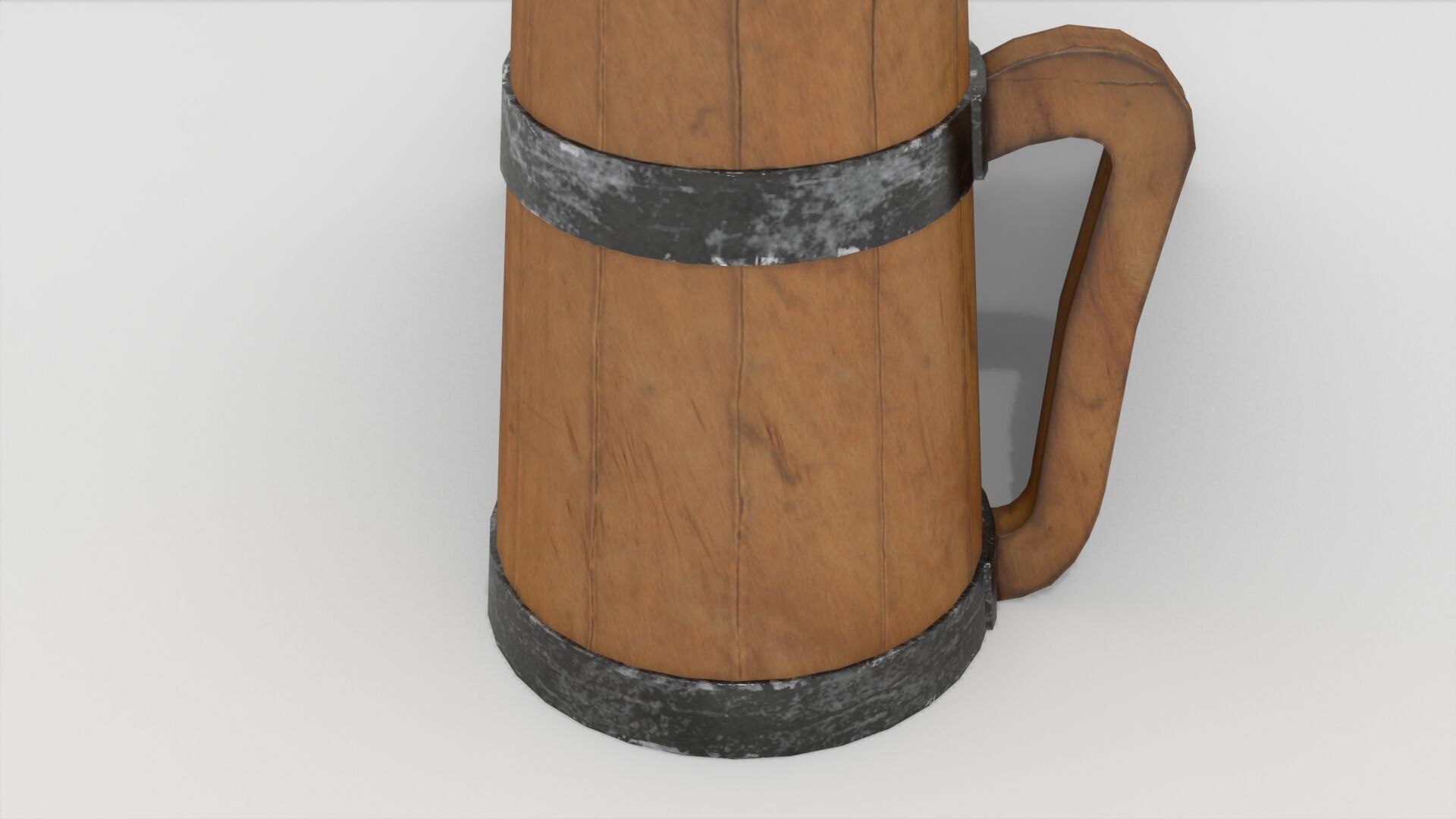 Rustic Old Wooden Pitcher Low-poly 3D model_9