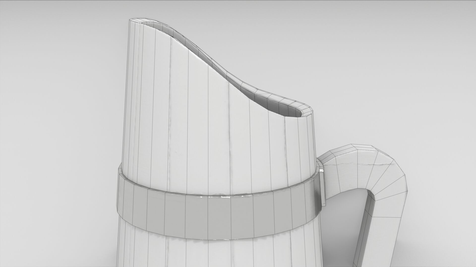 Rustic Old Wooden Pitcher Low-poly 3D model_14