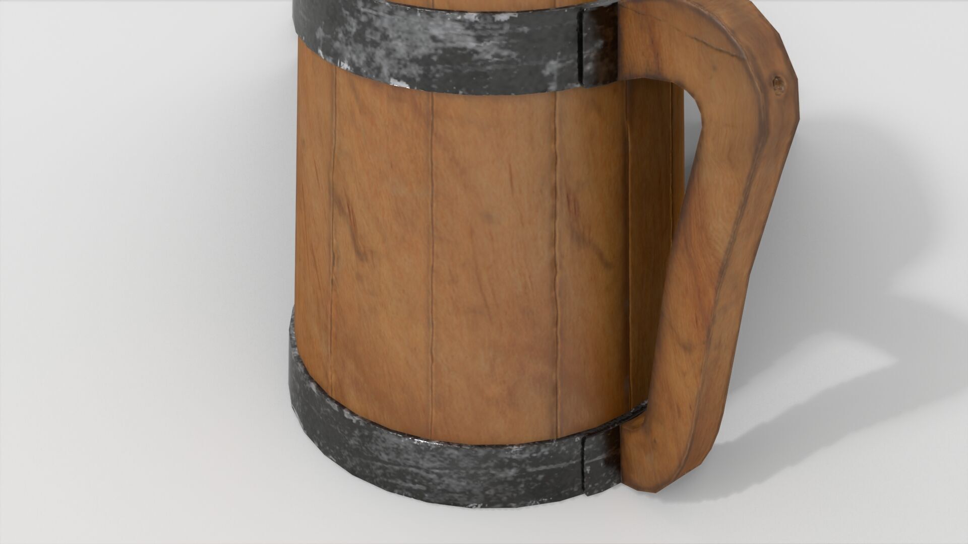 Rustic Old Wooden Pitcher Low-poly 3D model_6