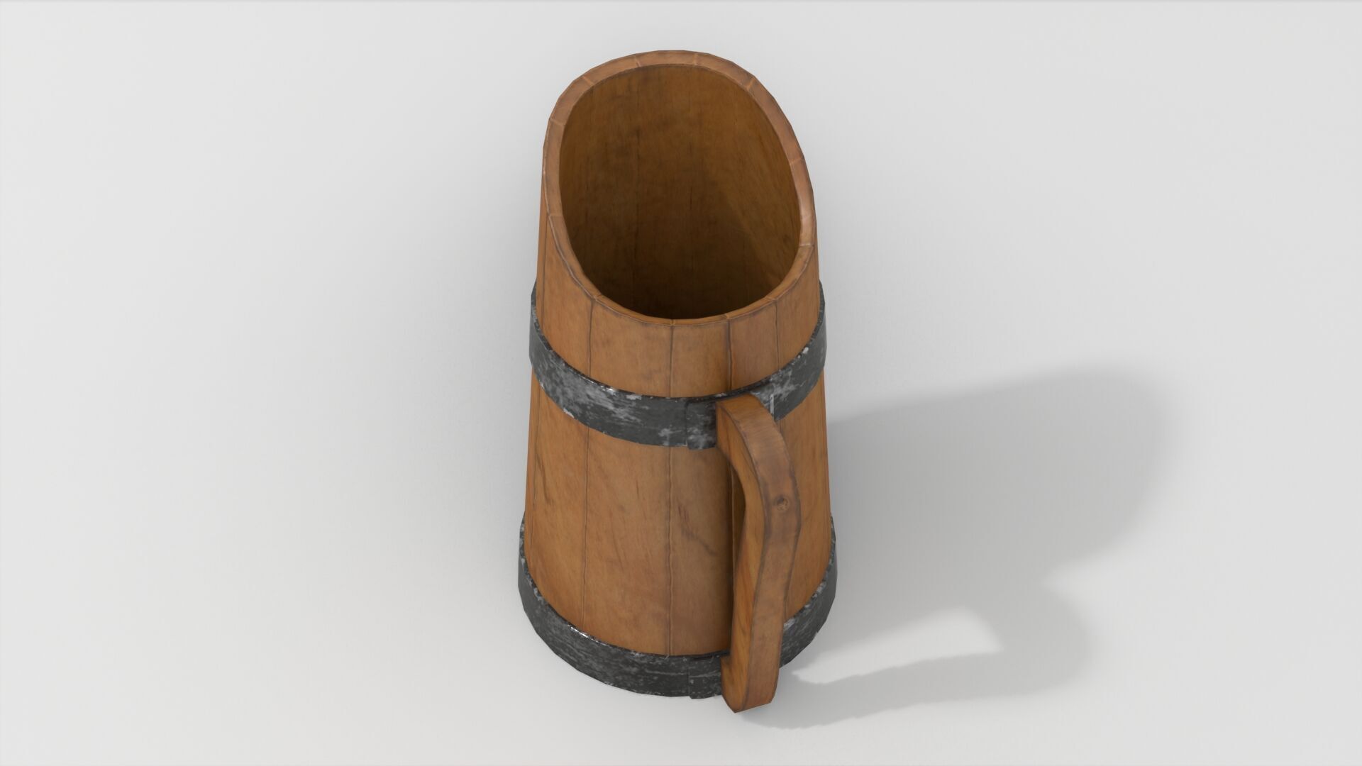 Rustic Old Wooden Pitcher Low-poly 3D model_8