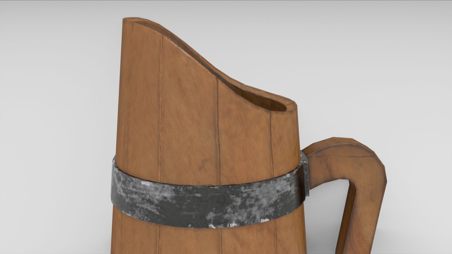 Rustic Old Wooden Pitcher Low-poly 3D model_5