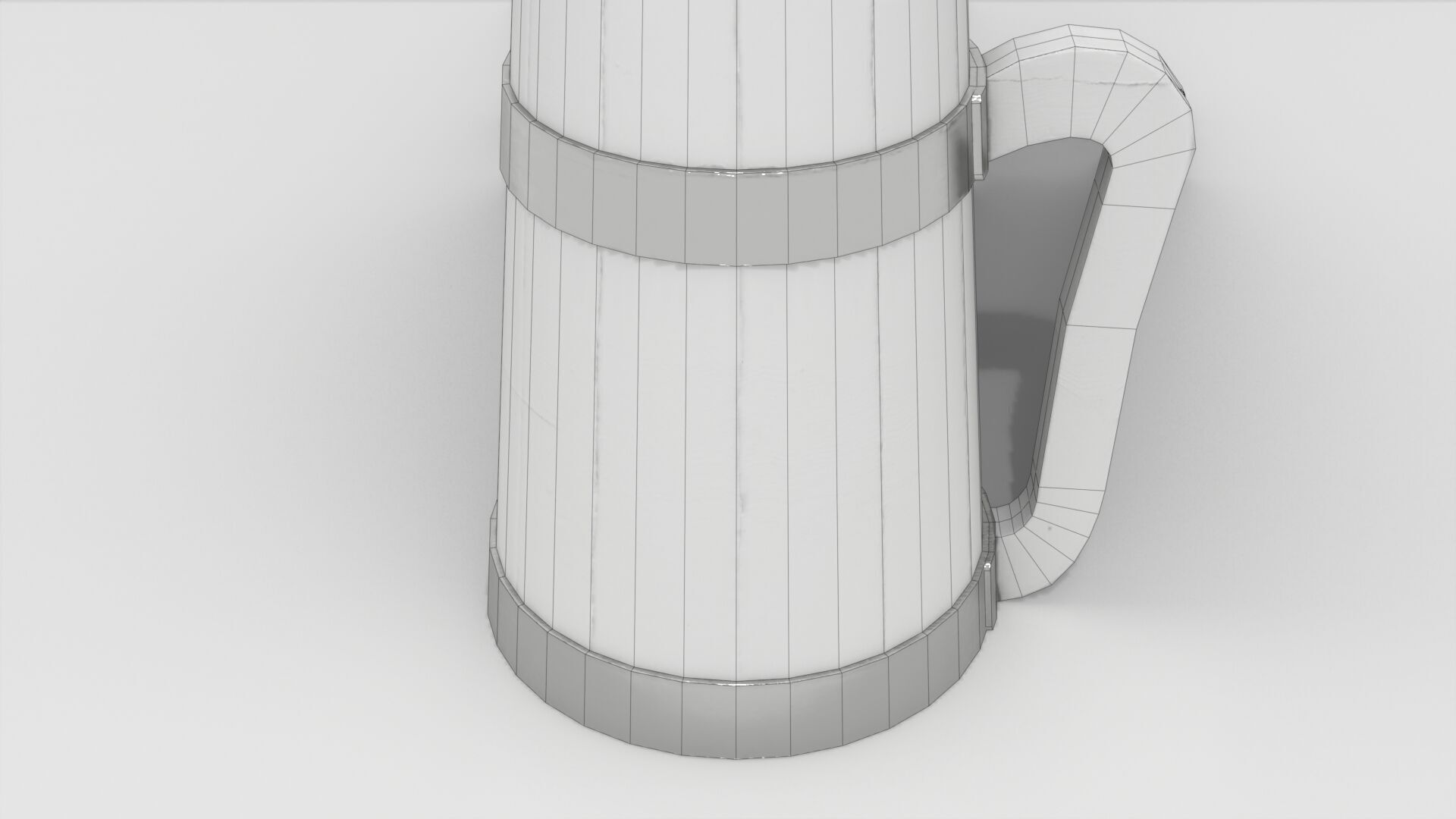 Rustic Old Wooden Pitcher Low-poly 3D model_18