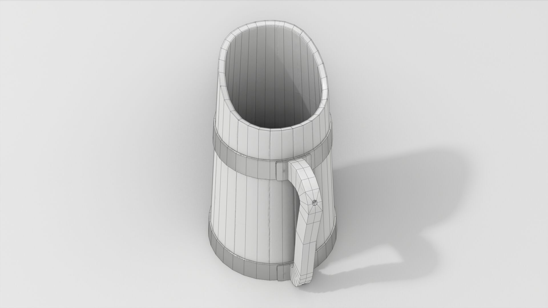 Rustic Old Wooden Pitcher Low-poly 3D model_17