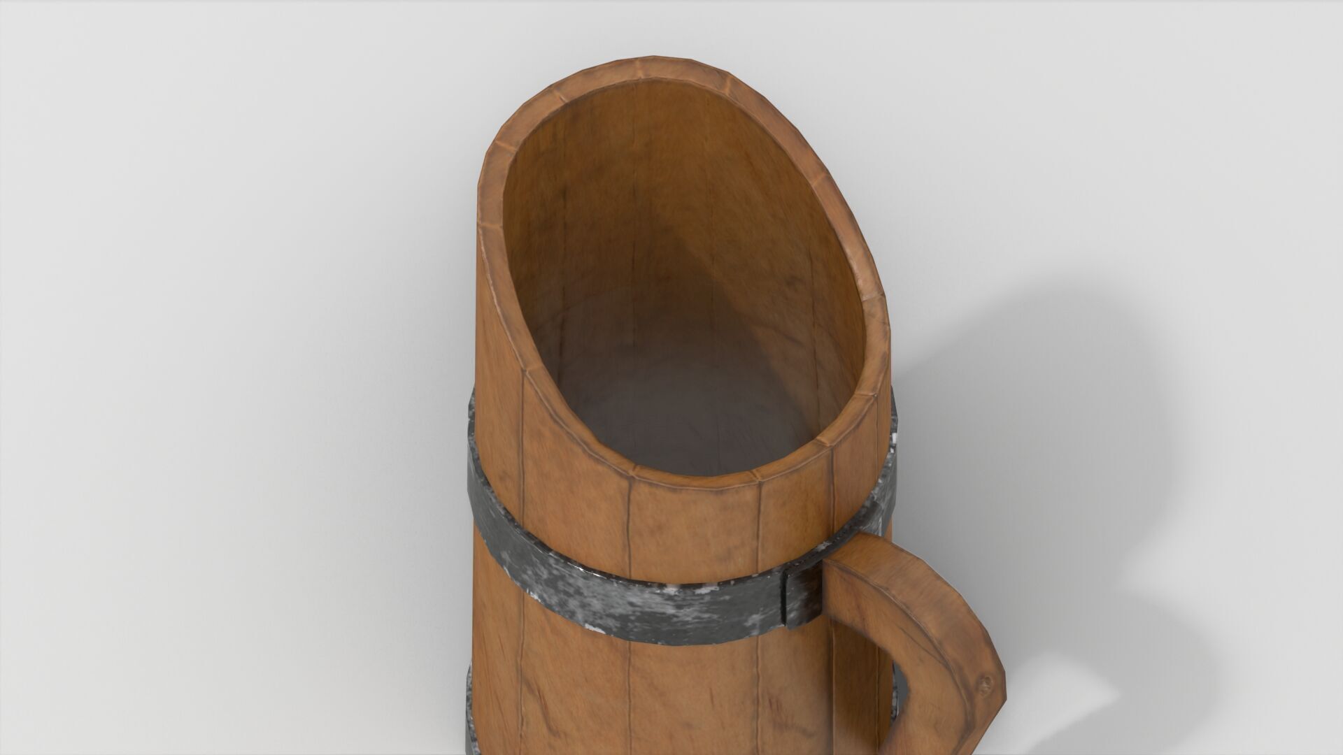 Rustic Old Wooden Pitcher Low-poly 3D model_7