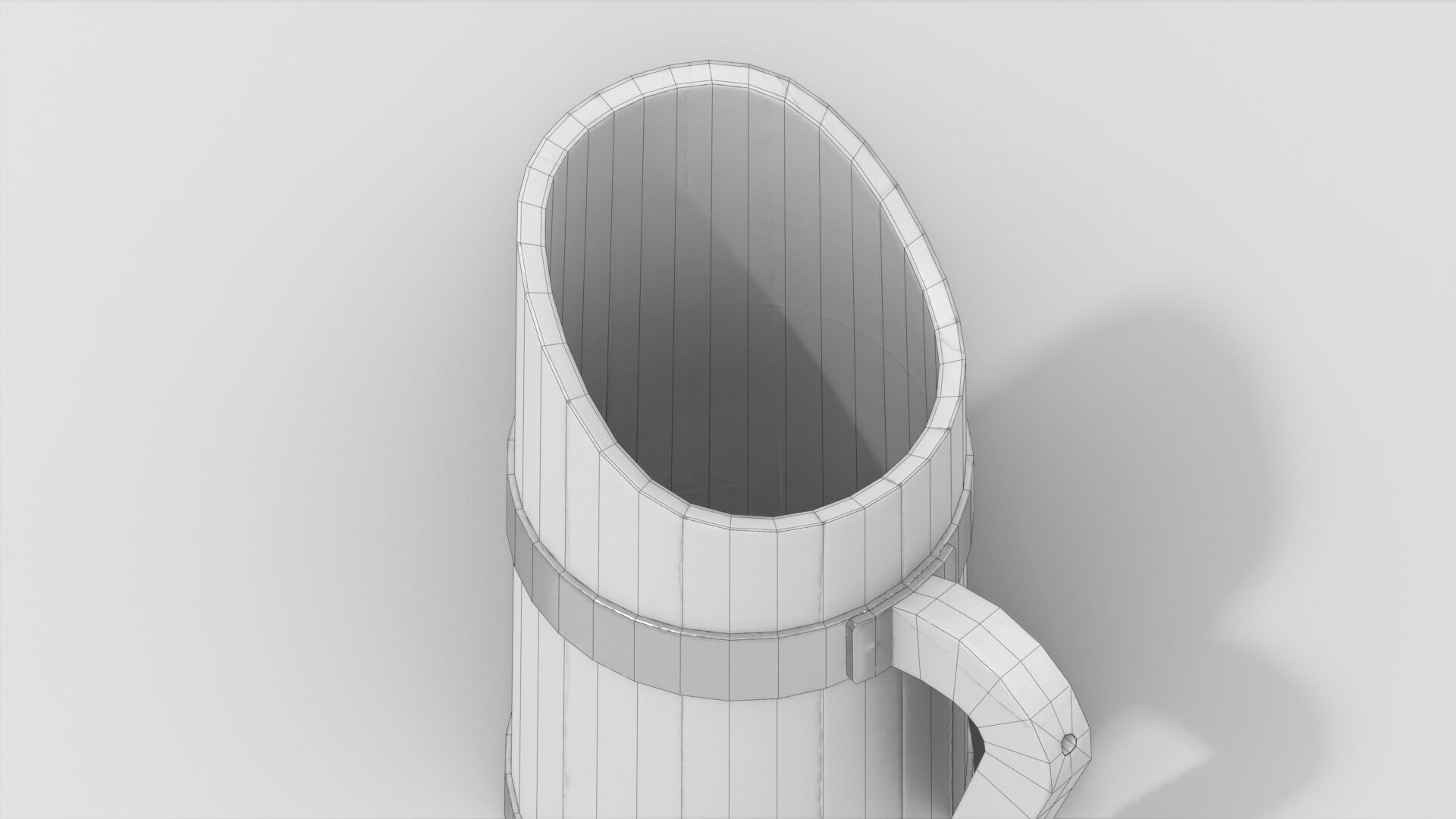 Rustic Old Wooden Pitcher Low-poly 3D model_16