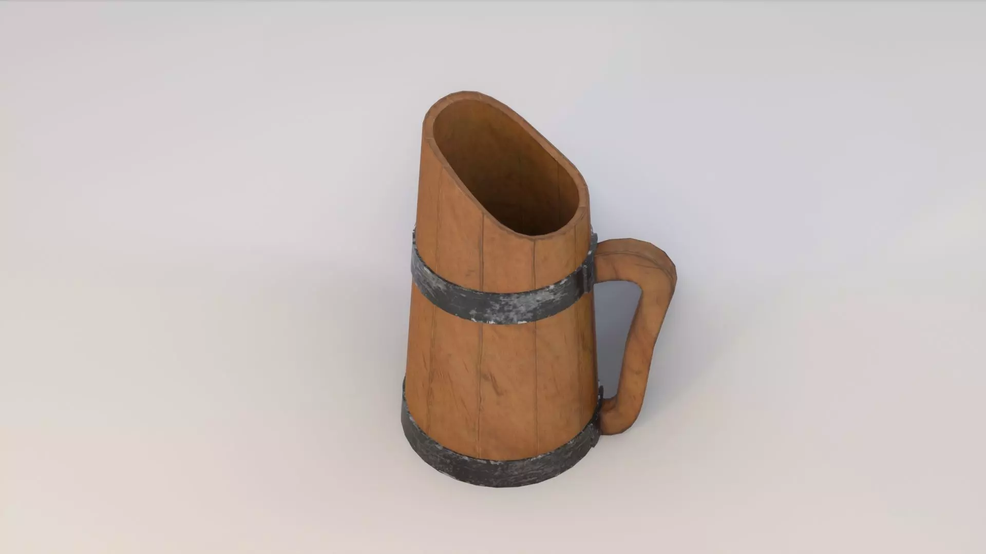 Rustic Old Wooden Pitcher Low-poly 3D model_0