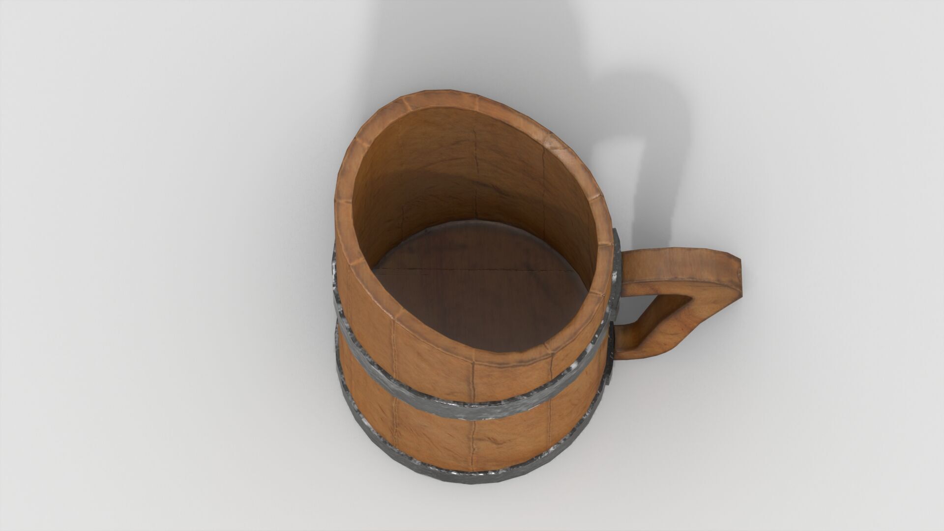 Rustic Old Wooden Pitcher Low-poly 3D model_4