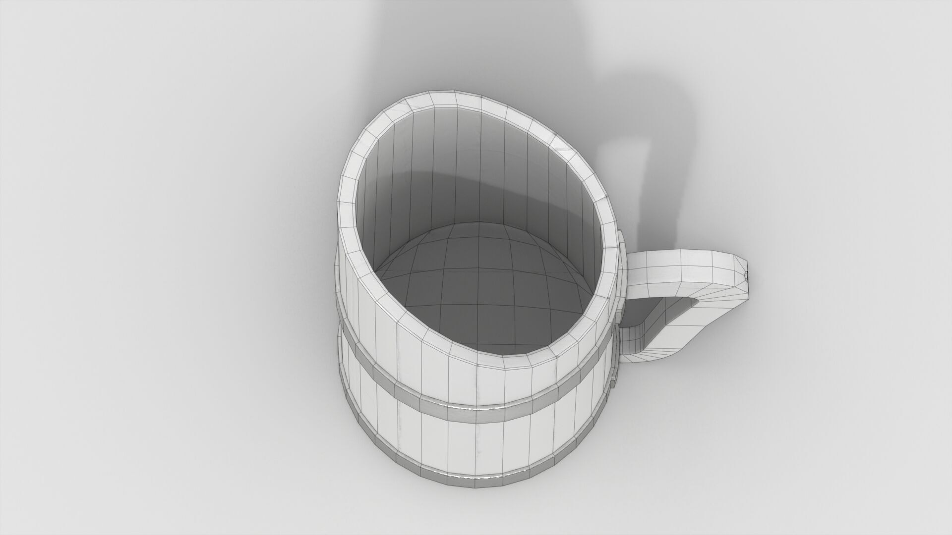 Rustic Old Wooden Pitcher Low-poly 3D model_13