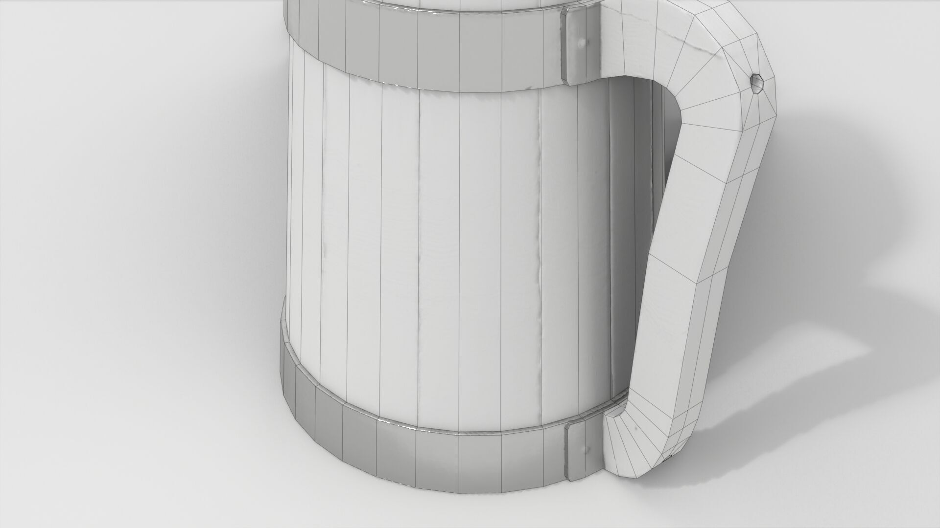 Rustic Old Wooden Pitcher Low-poly 3D model_15