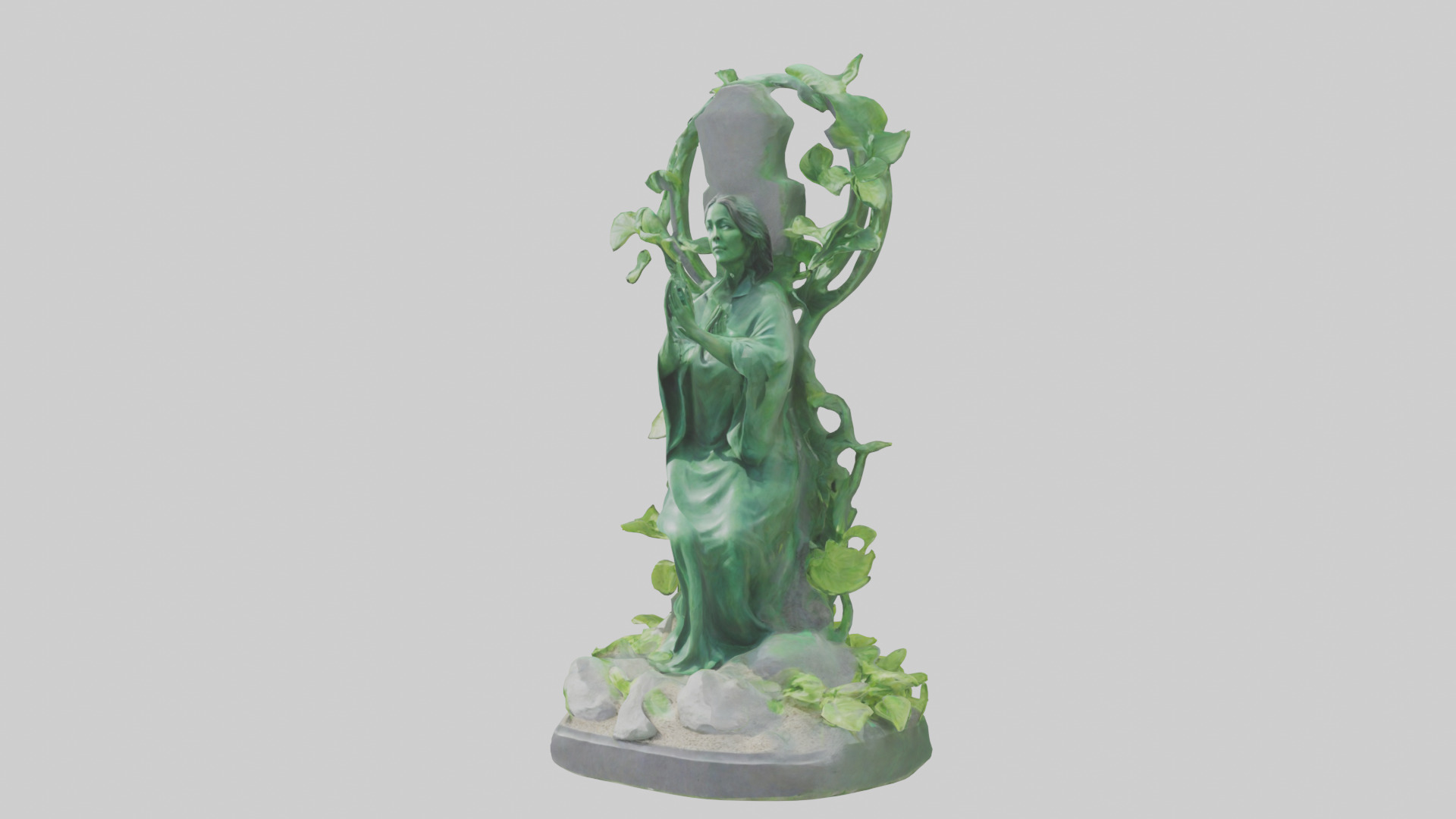 Green Living Memorial Statue model Low-poly 3D model_10