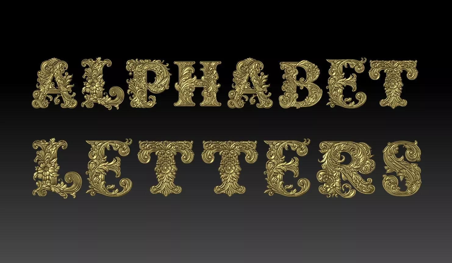 26 Alphabet Letters basrelief 3D print model_0