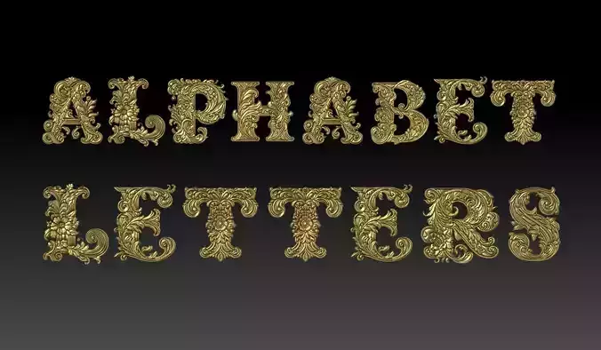 26 Alphabet Letters basrelief 3D print model