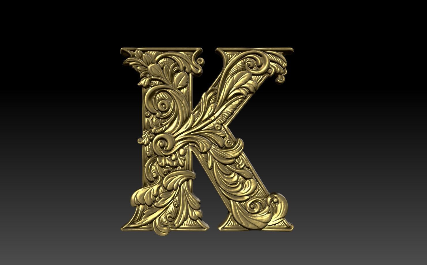 26 Alphabet Letters basrelief 3D print model_11