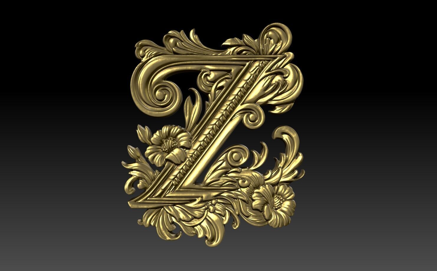 26 Alphabet Letters basrelief 3D print model_26