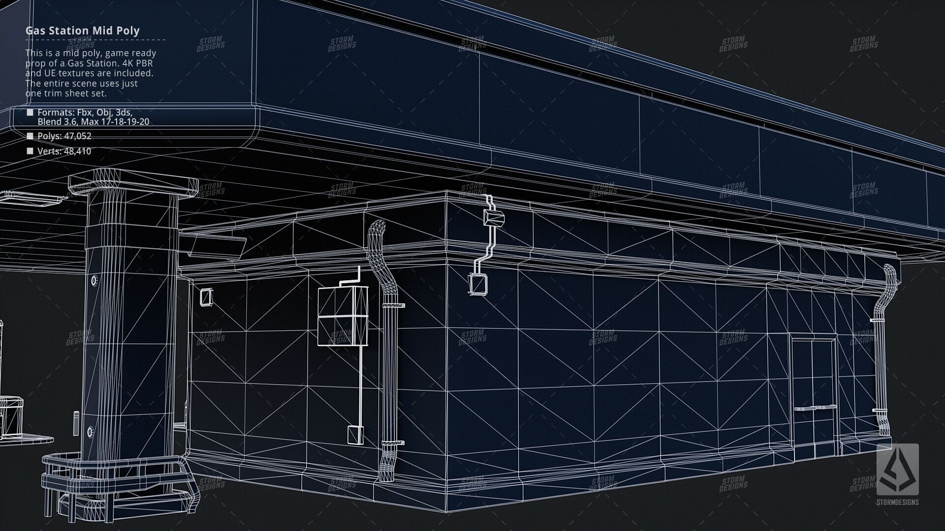 Cyberpunk Gas Station Mid Poly 3D PBR UE5 Low-poly 3D model_14