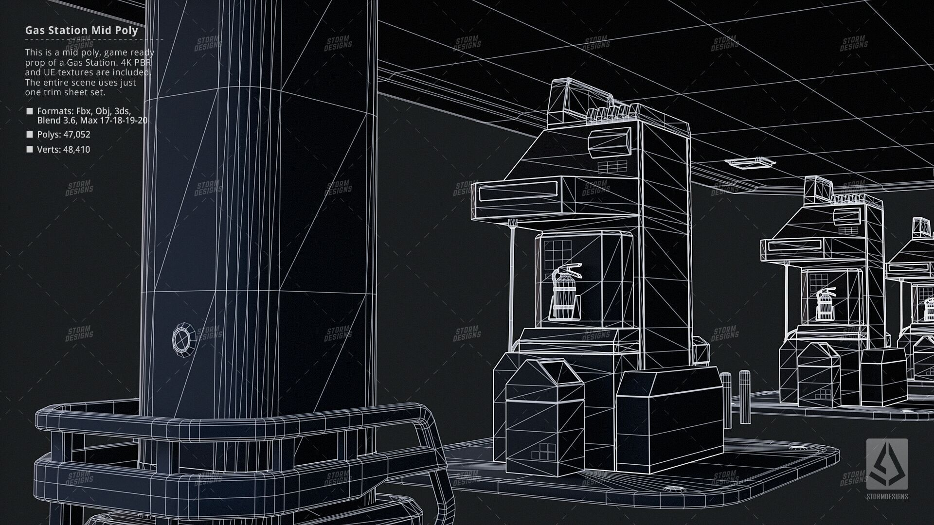 Cyberpunk Gas Station Mid Poly 3D PBR UE5 Low-poly 3D model_15