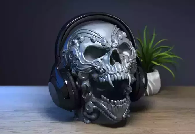 Robot Skull Headphone Stand