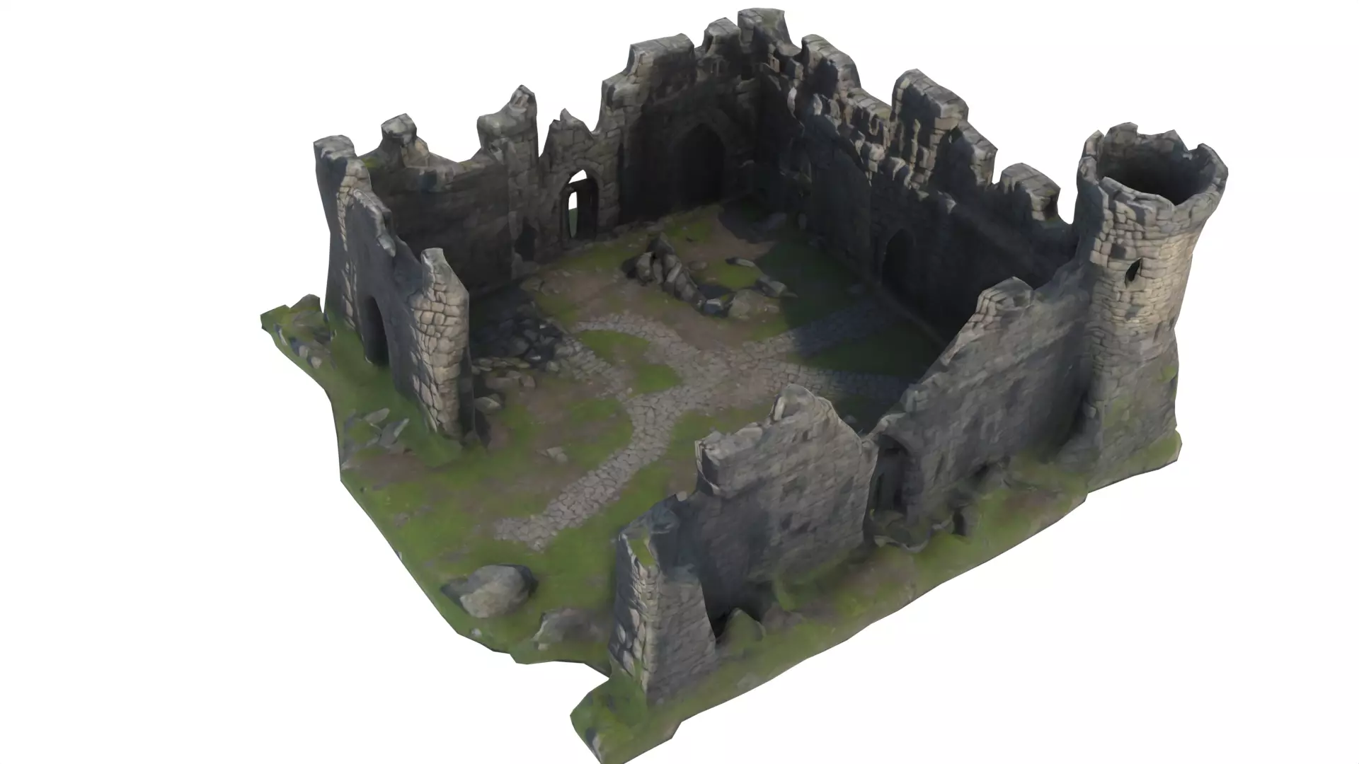 medieval castle Low-poly 3D model_0