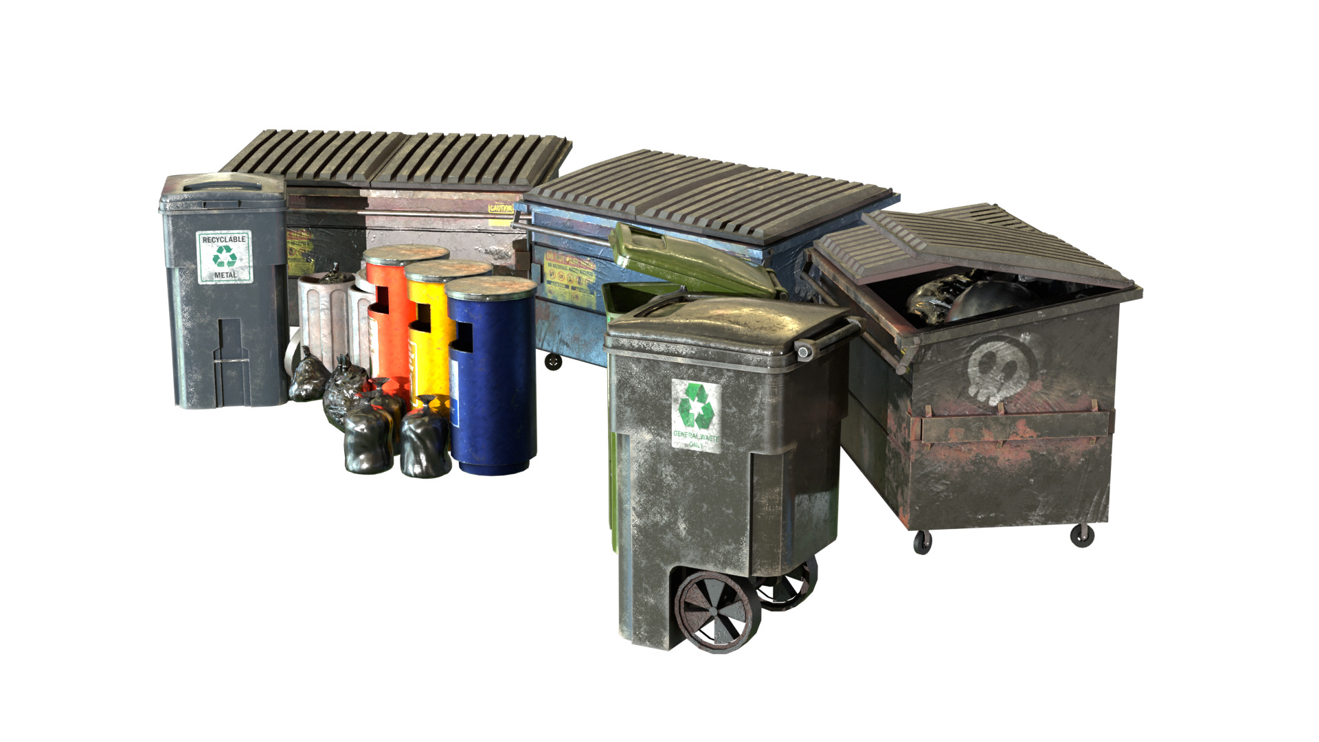 Urban Trash Pack Vol 1 Low-poly 3D model_18