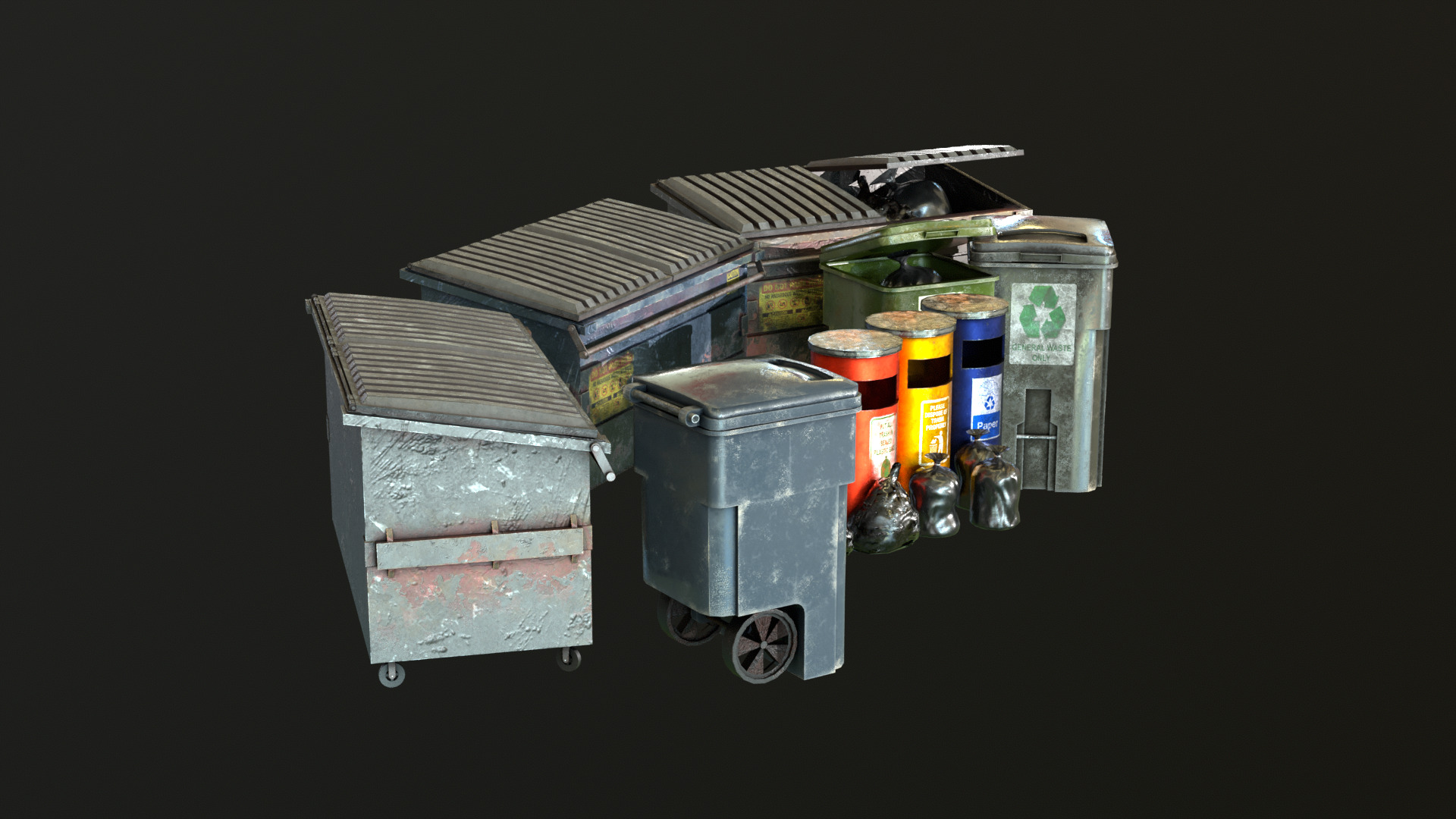Urban Trash Pack Vol 1 Low-poly 3D model_5