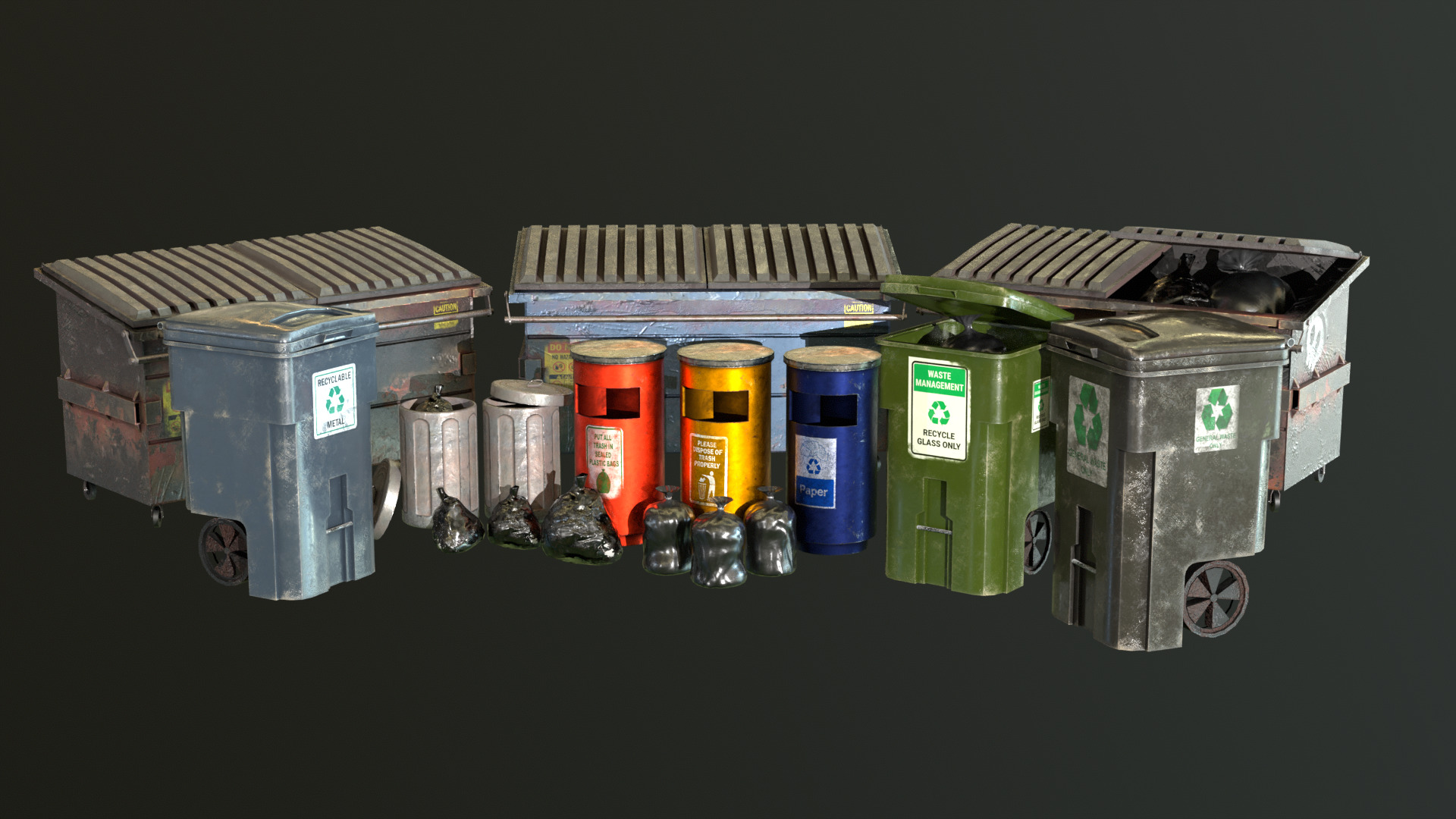 Urban Trash Pack Vol 1 Low-poly 3D model_2