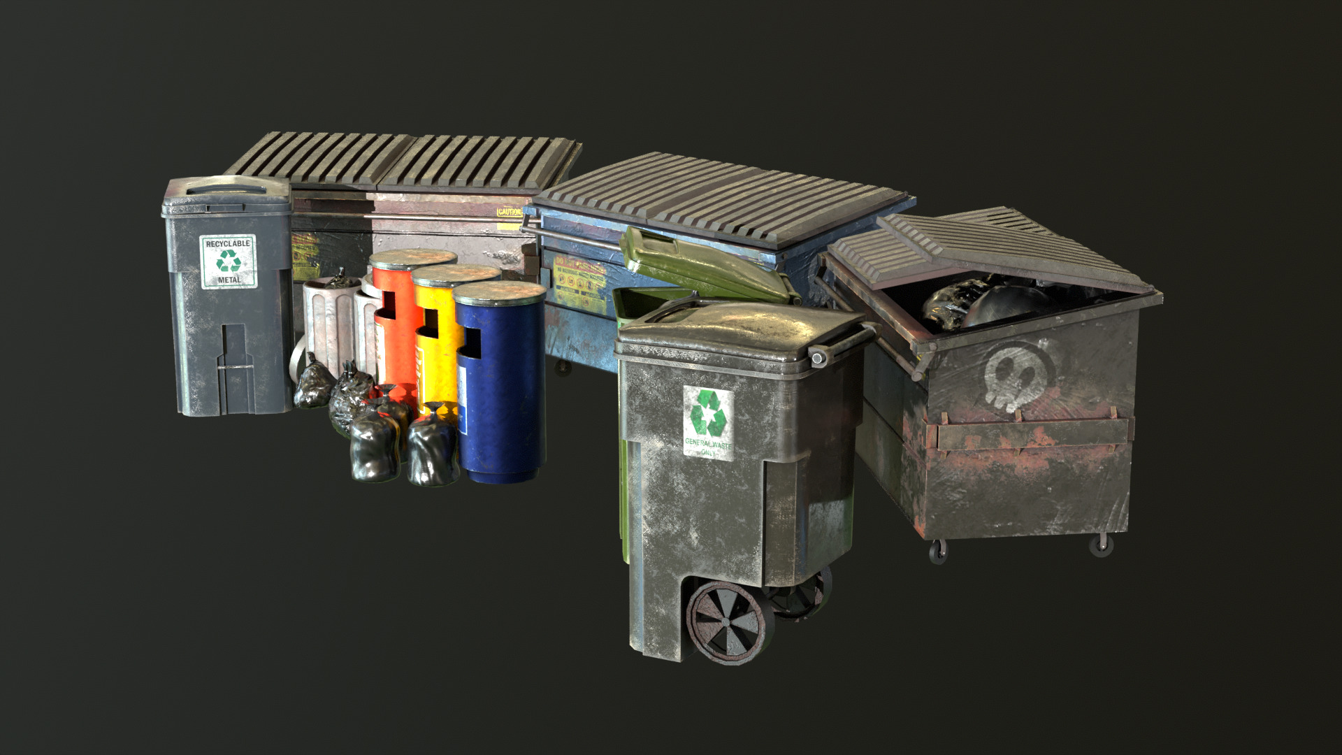 Urban Trash Pack Vol 1 Low-poly 3D model_3