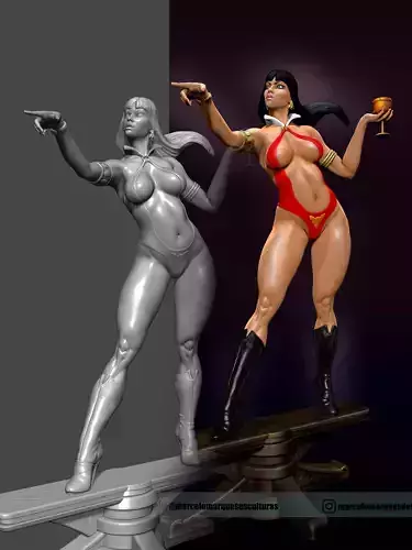 Vampirella The Iconic Seductress - 3D Sculpture stl 3D print model