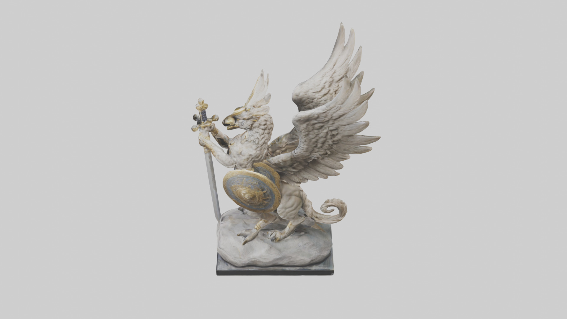 Griffin Warrior statue model Low-poly 3D model_17