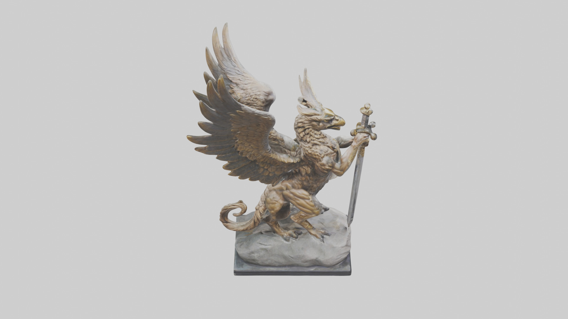 Griffin Warrior statue model Low-poly 3D model_18