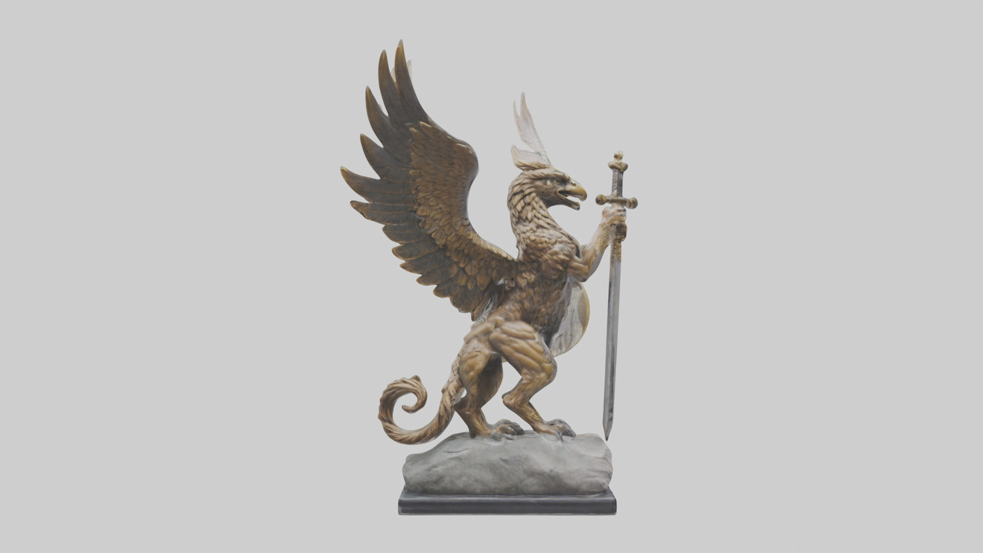 Griffin Warrior statue model Low-poly 3D model_13