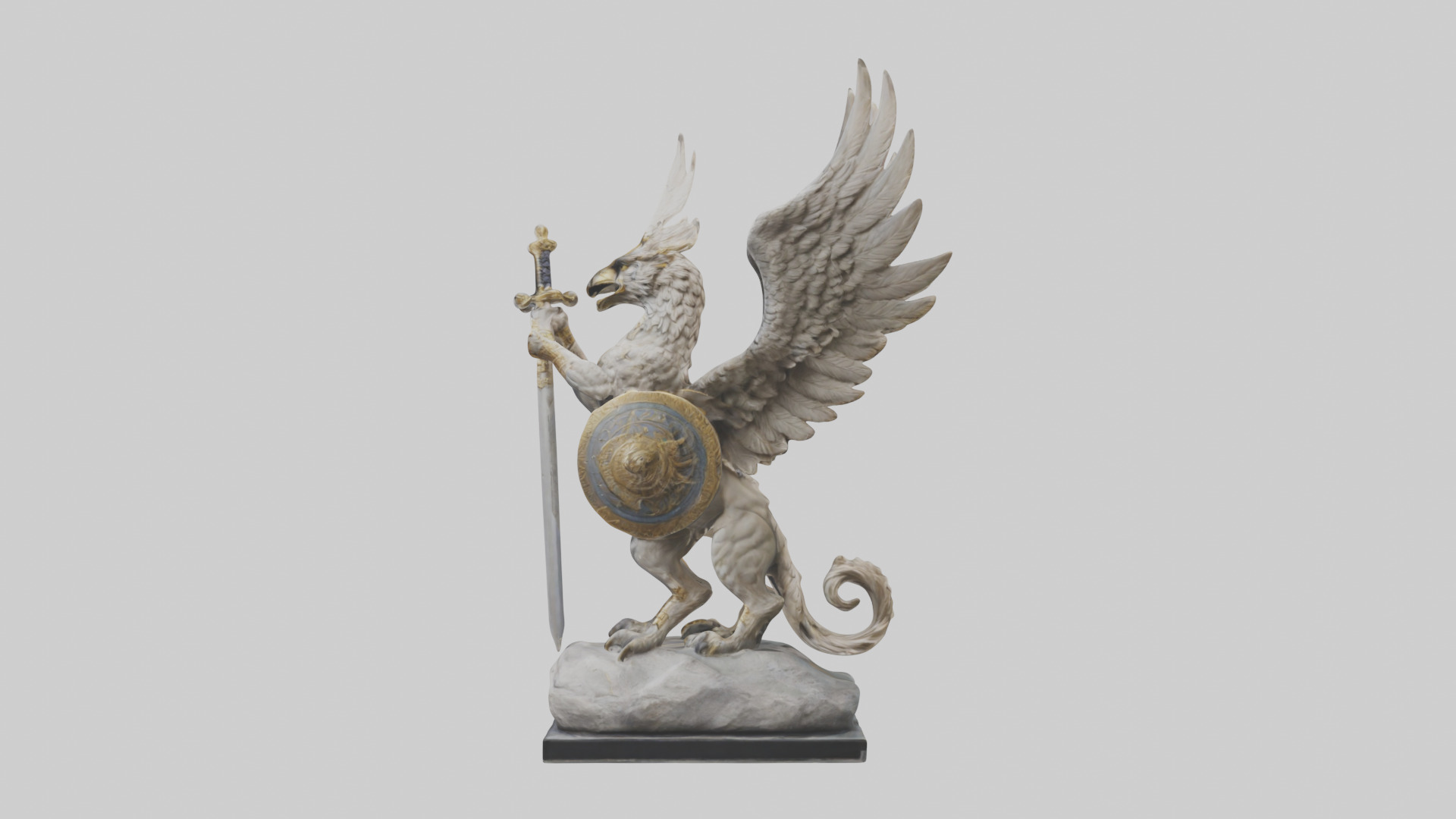 Griffin Warrior statue model Low-poly 3D model_12