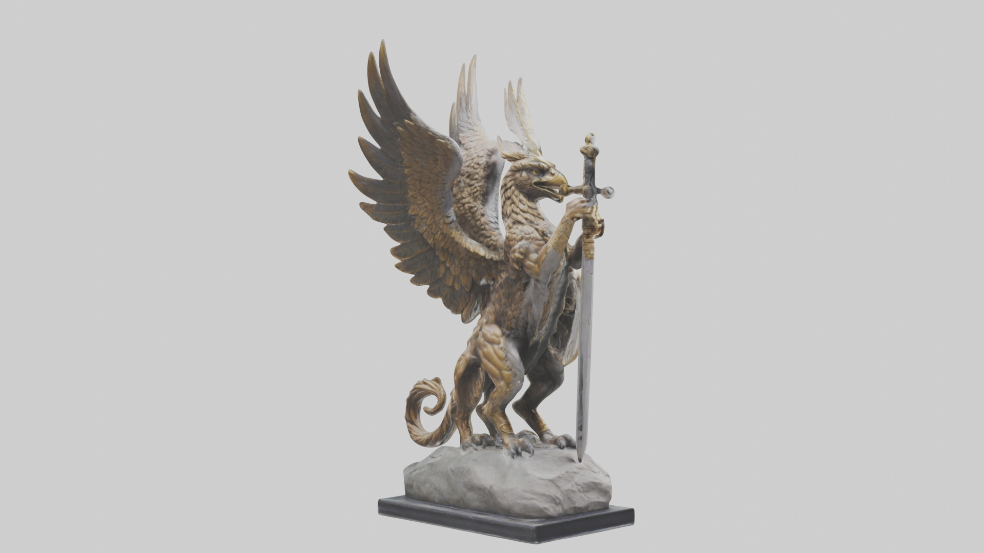 Griffin Warrior statue model Low-poly 3D model_9
