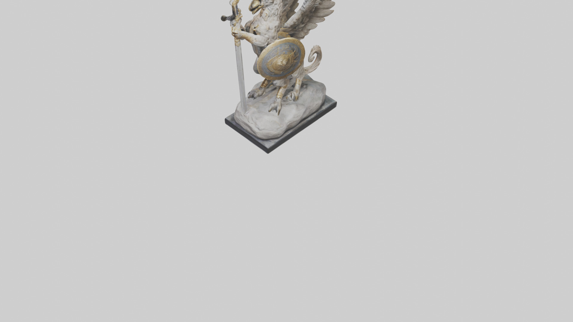 Griffin Warrior statue model Low-poly 3D model_7
