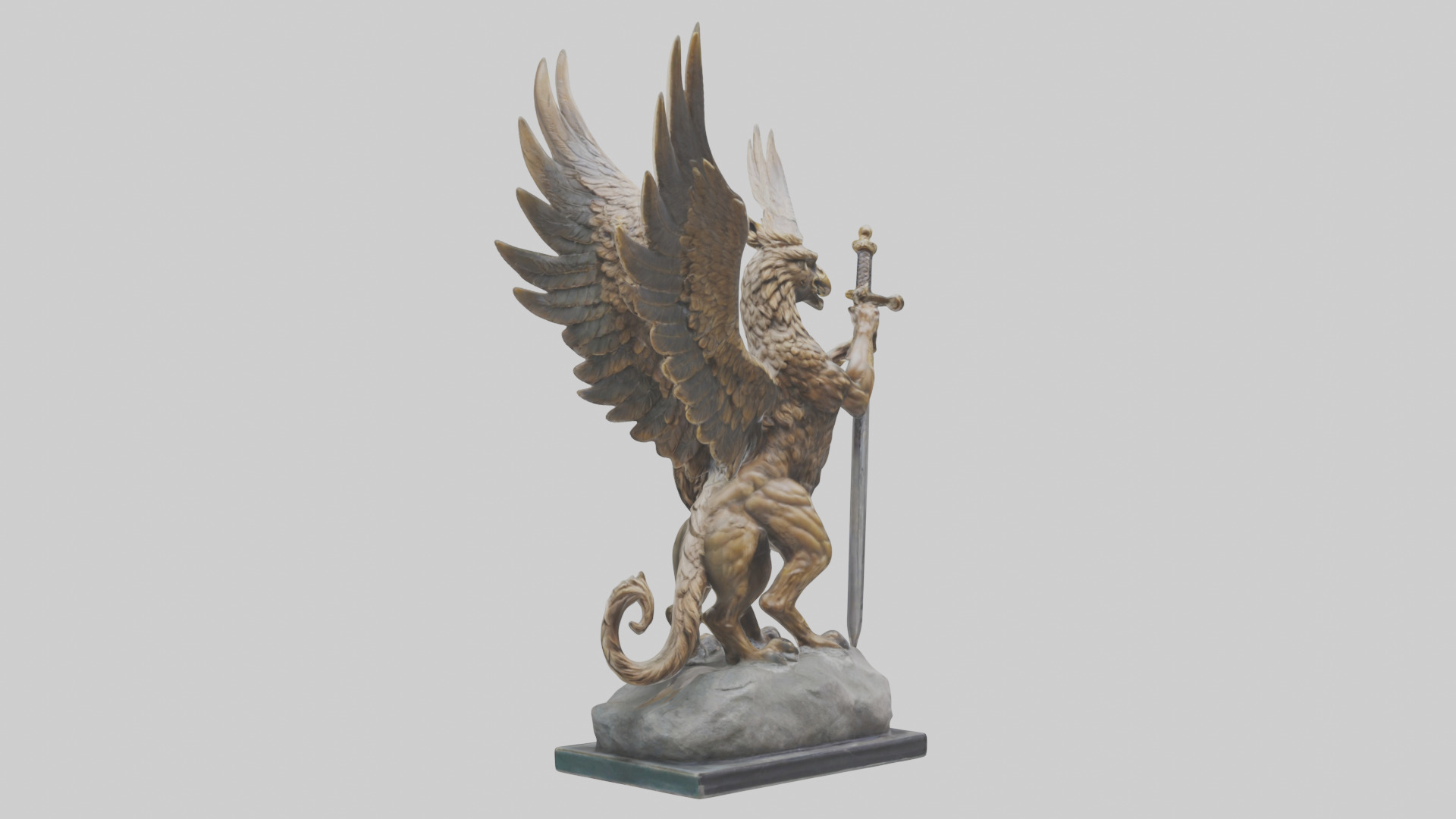 Griffin Warrior statue model Low-poly 3D model_4