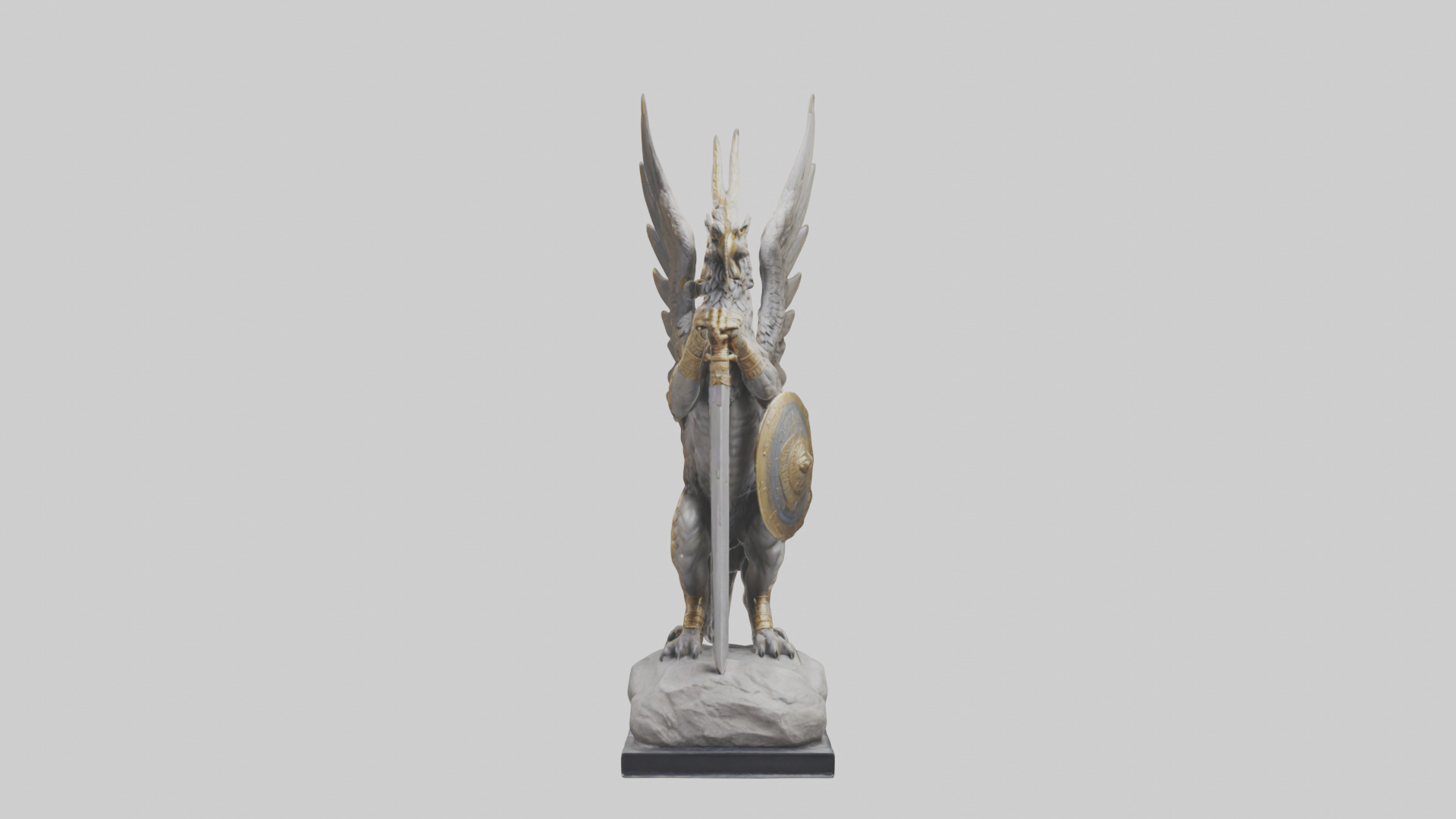 Griffin Warrior statue model Low-poly 3D model_10