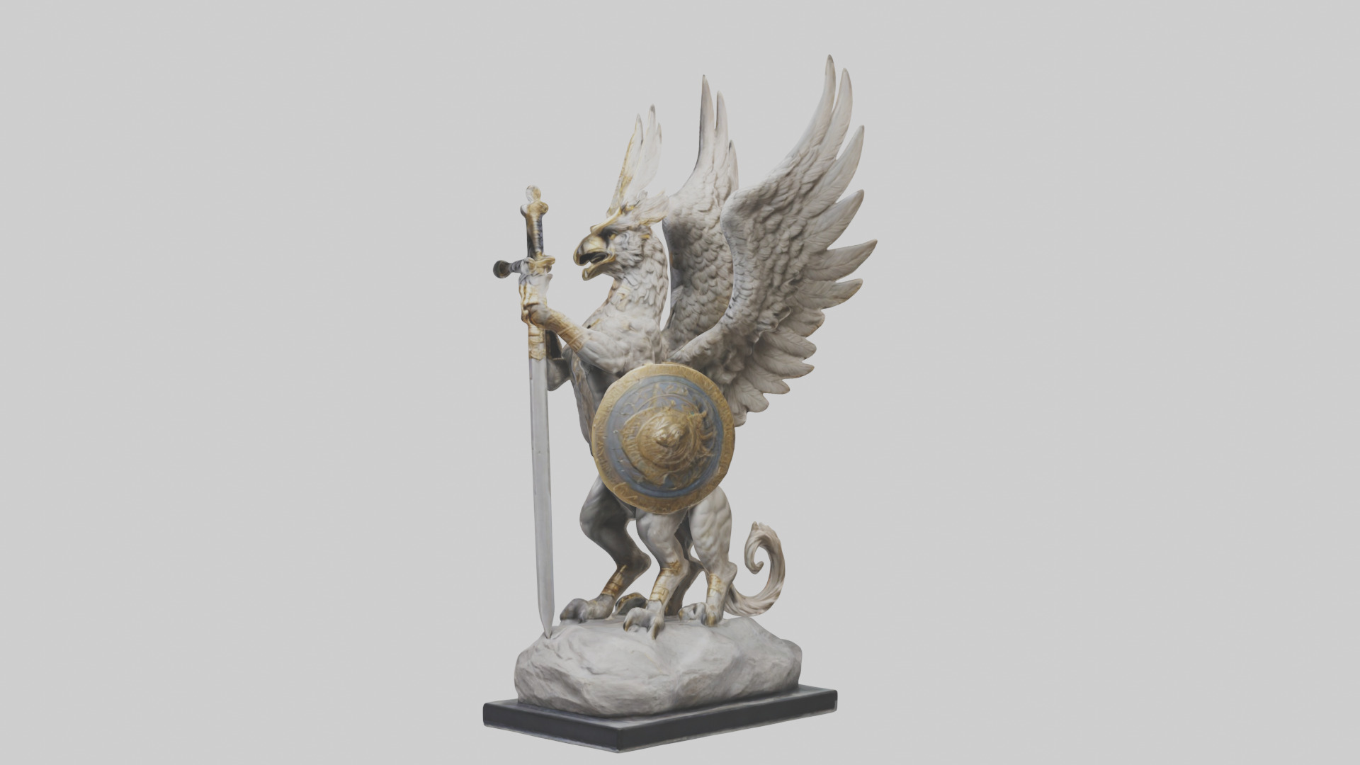 Griffin Warrior statue model Low-poly 3D model_1