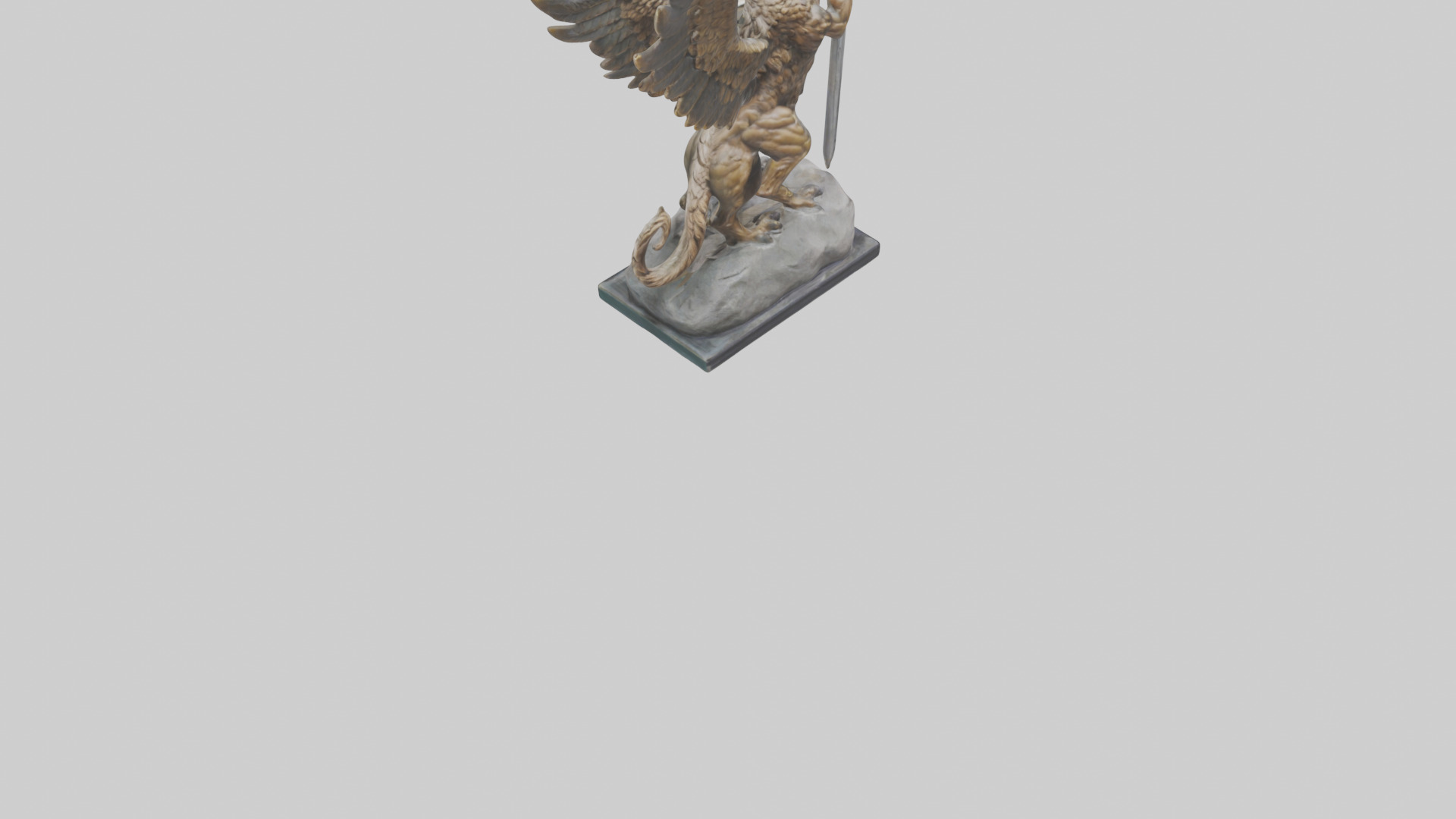 Griffin Warrior statue model Low-poly 3D model_6