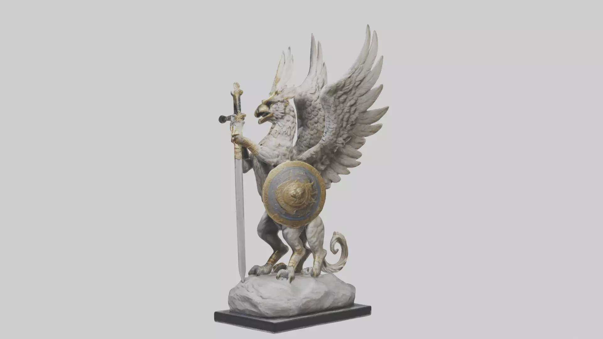 Griffin Warrior statue model Low-poly 3D model_0
