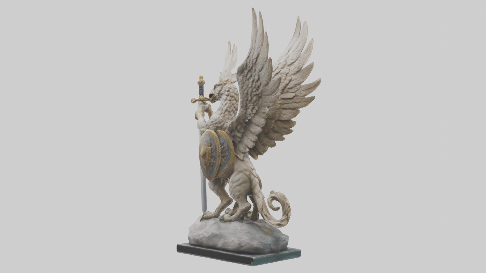 Griffin Warrior statue model Low-poly 3D model_3