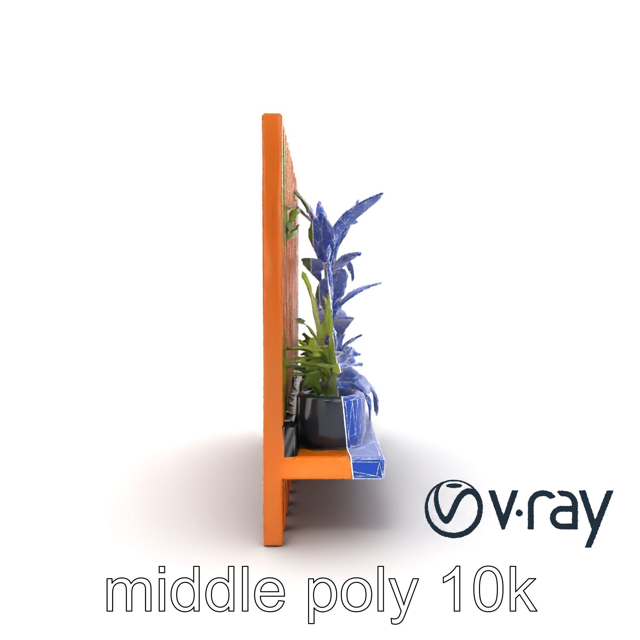 Minimalist Vertical Slat Rails Plant Holder model pack Low-poly 3D model_13
