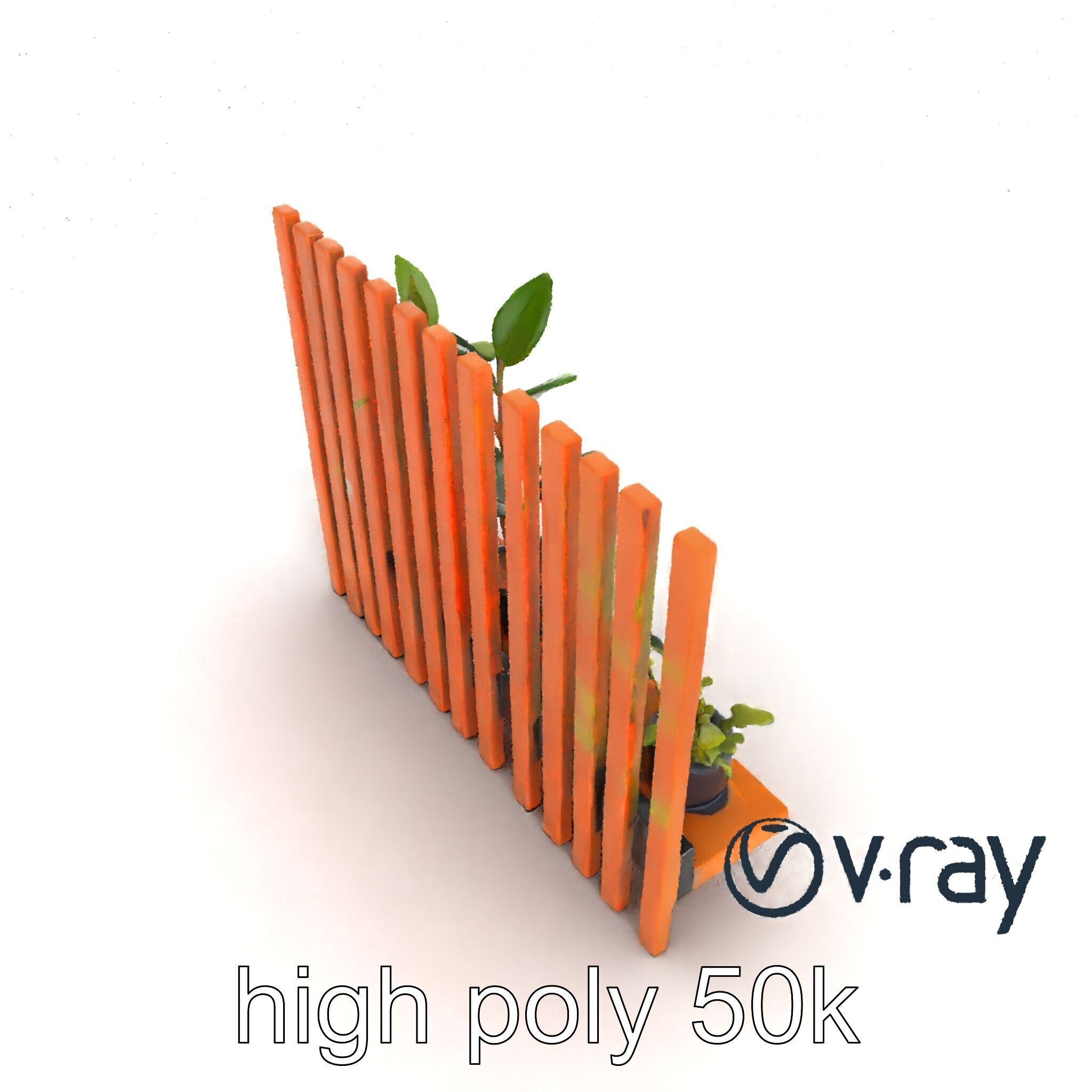Minimalist Vertical Slat Rails Plant Holder model pack Low-poly 3D model_14