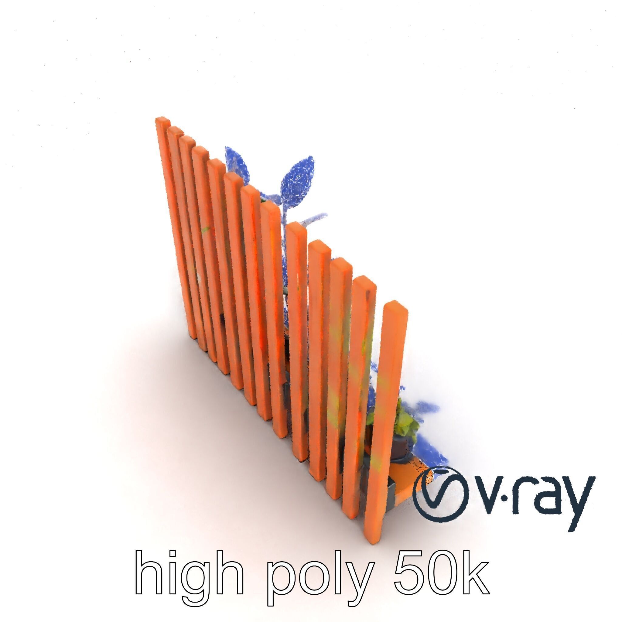 Minimalist Vertical Slat Rails Plant Holder model pack Low-poly 3D model_15