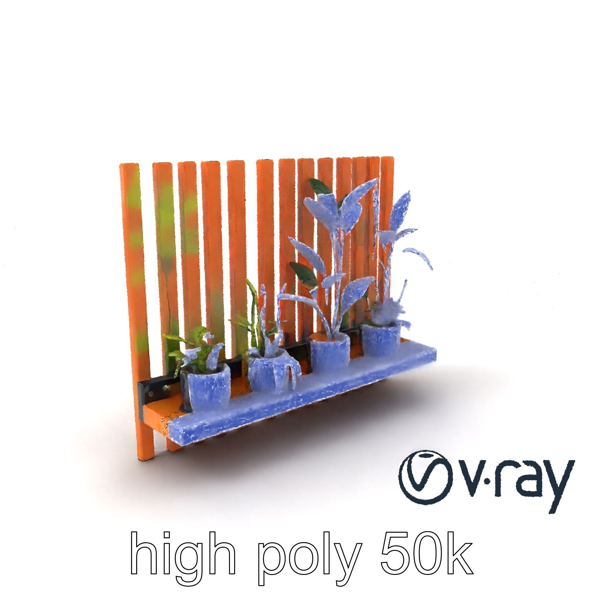 Minimalist Vertical Slat Rails Plant Holder model pack Low-poly 3D model_10