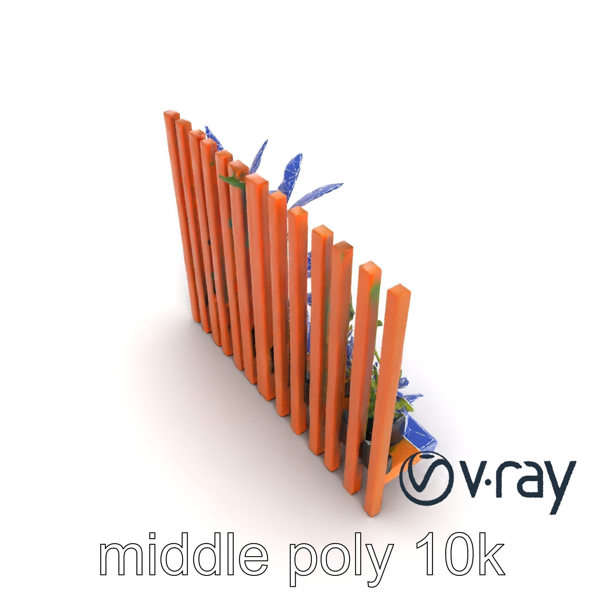 Minimalist Vertical Slat Rails Plant Holder model pack Low-poly 3D model_12