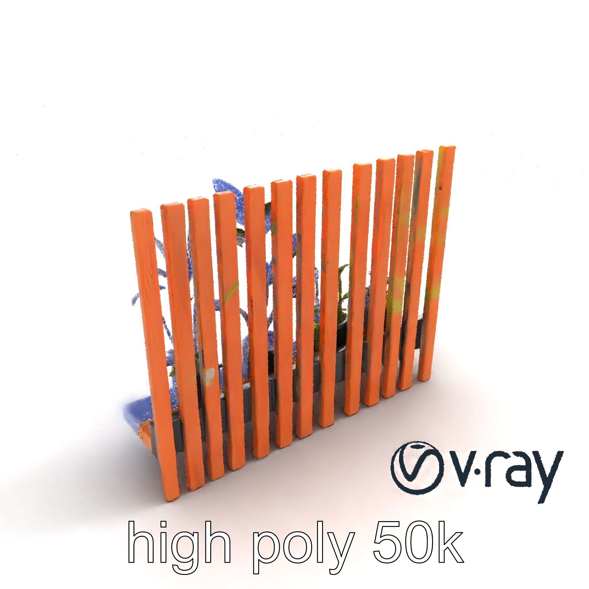 Minimalist Vertical Slat Rails Plant Holder model pack Low-poly 3D model_27