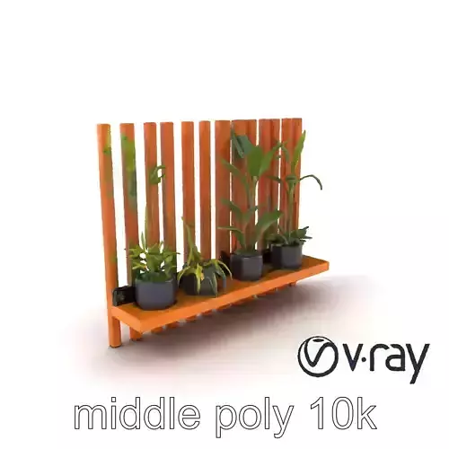 Minimalist Vertical Slat Rails Plant Holder model pack
