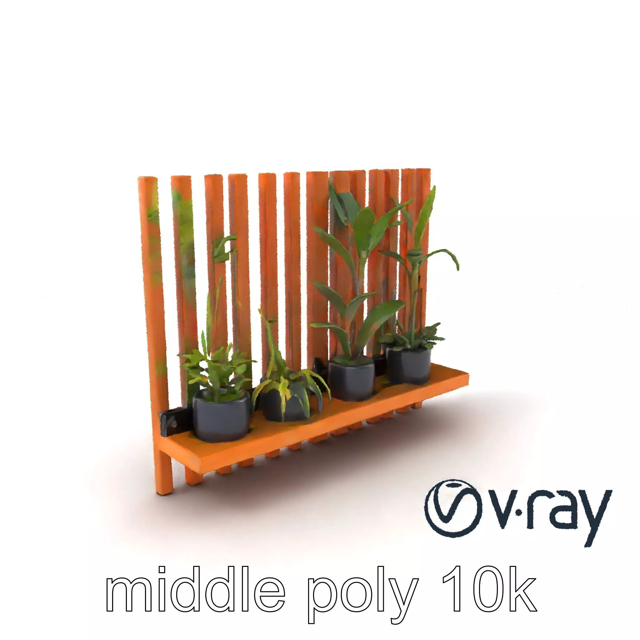 Minimalist Vertical Slat Rails Plant Holder model pack Low-poly 3D model_0